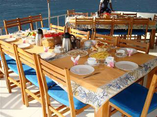 A typical spread for lunch onboard the Princess Haleema