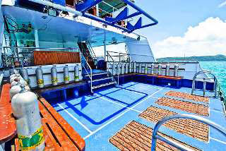 The spacious dive platform on the Deep Andaman Queen