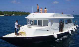 Sachika's dhoni boat, for diving in the Maldives