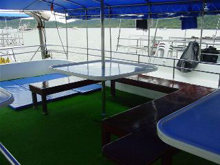 The carpeted upper deck on the West Coast Explorer
